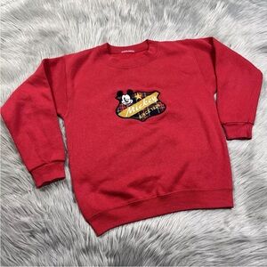 Vintage 90s Disney Mickey Mouse Red Plaid Kids Sweater